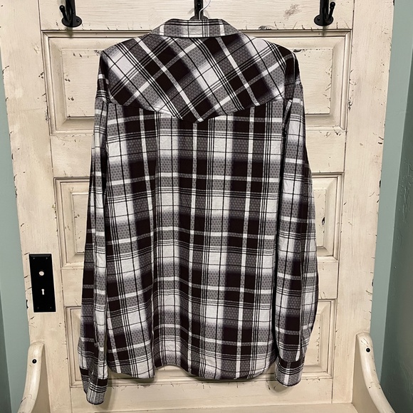 Moon Shine Spirit by Brad Paisley Mens Dark Brown/White Plaid Shirt Size XXL - Picture 2 of 11
